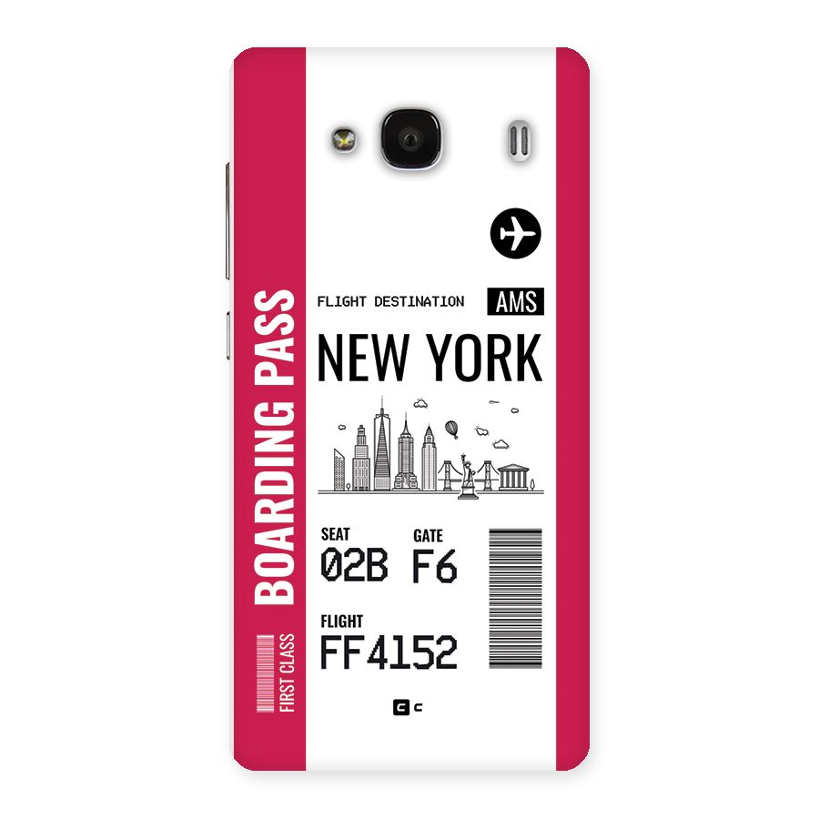New York Boarding Pass Back Case for Redmi 2 Prime