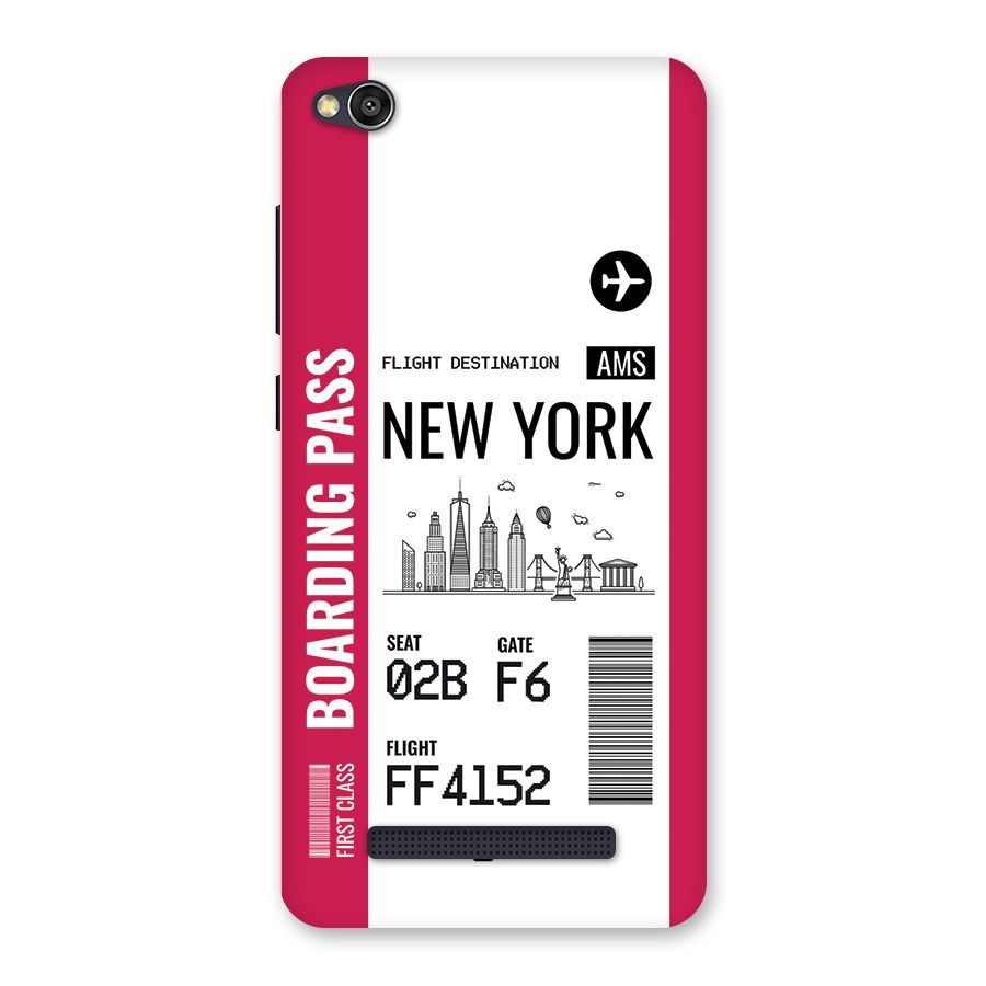 New York Boarding Pass Back Case for Redmi 4A