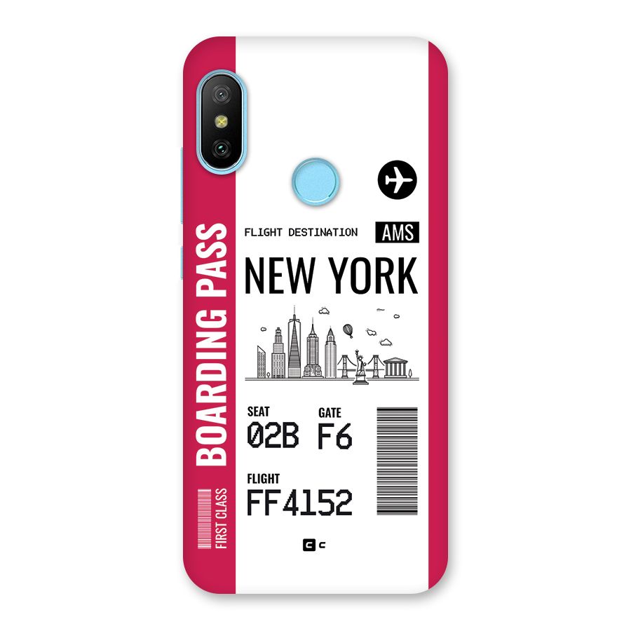 New York Boarding Pass Back Case for Redmi 6 Pro