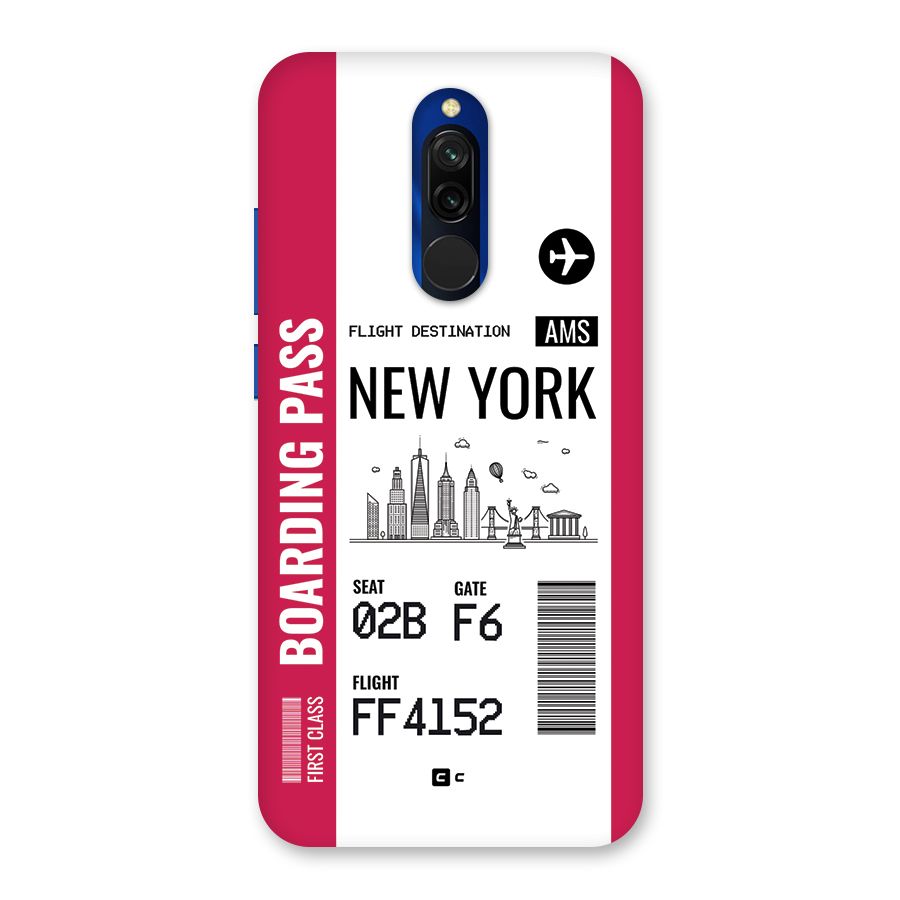 New York Boarding Pass Back Case for Redmi 8