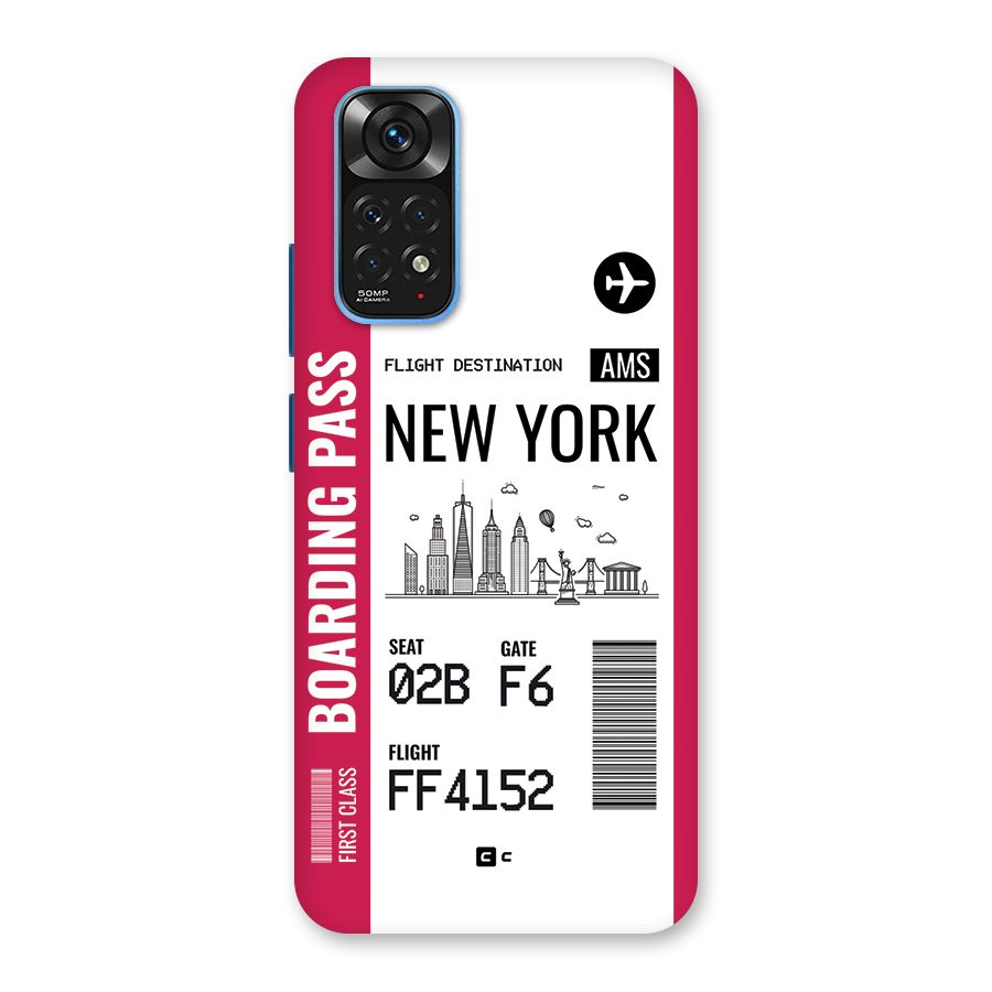 New York Boarding Pass Back Case for Redmi Note 11S