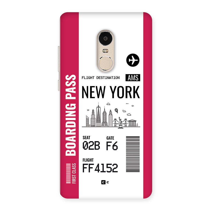 New York Boarding Pass Back Case for Redmi Note 4