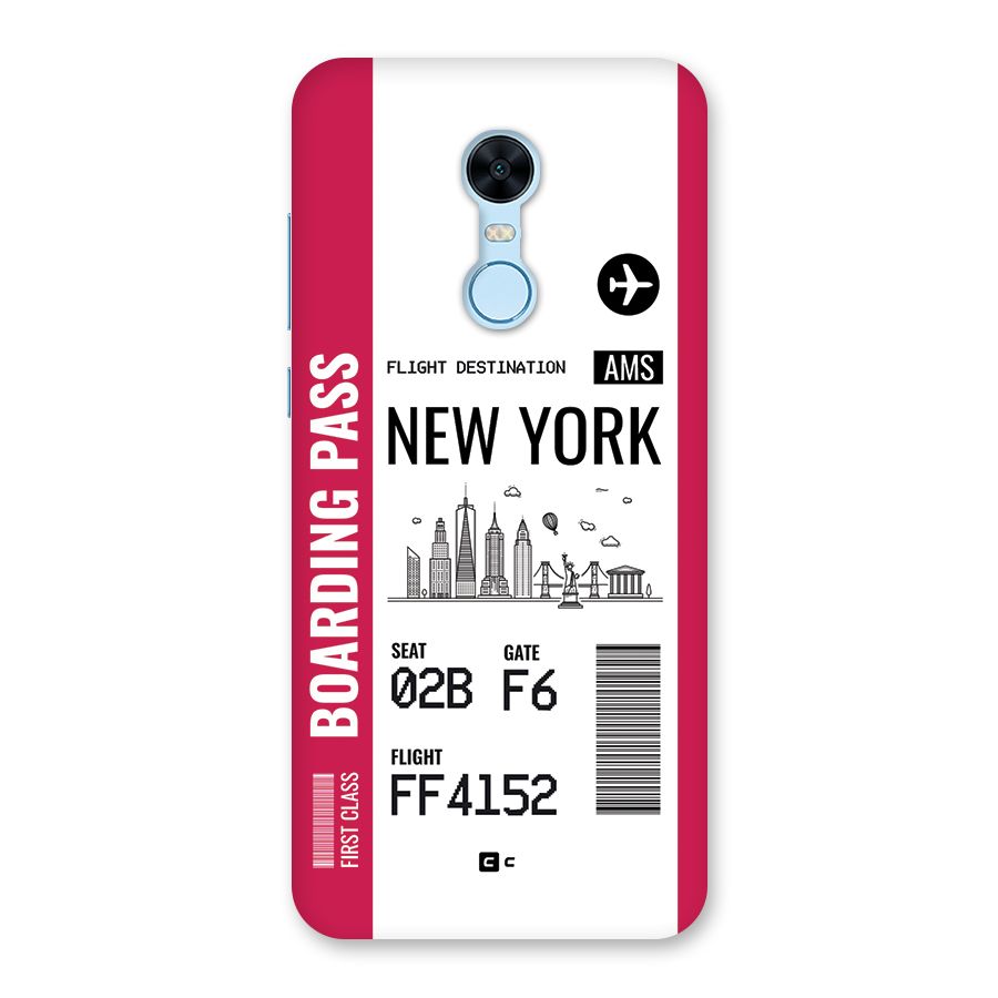 New York Boarding Pass Back Case for Redmi Note 5