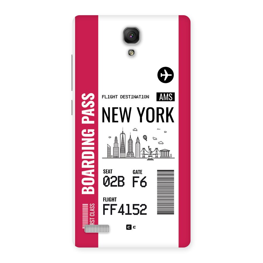 New York Boarding Pass Back Case for Redmi Note Prime