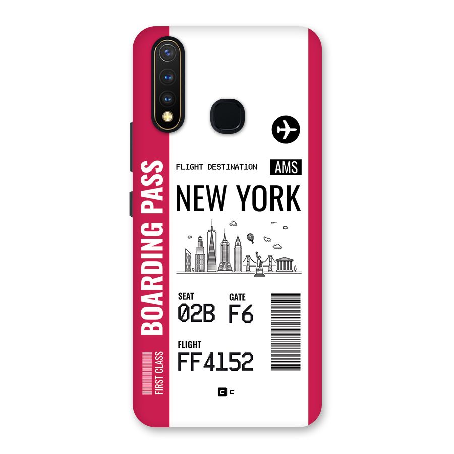 New York Boarding Pass Back Case for Vivo U20
