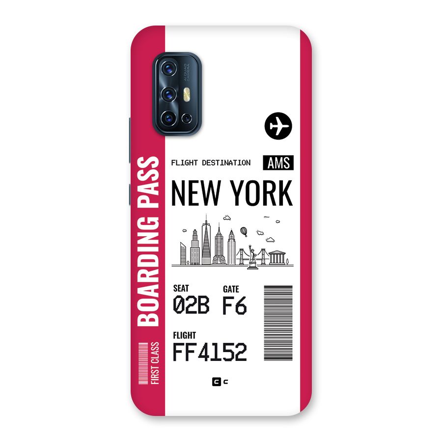 New York Boarding Pass Back Case for Vivo V17