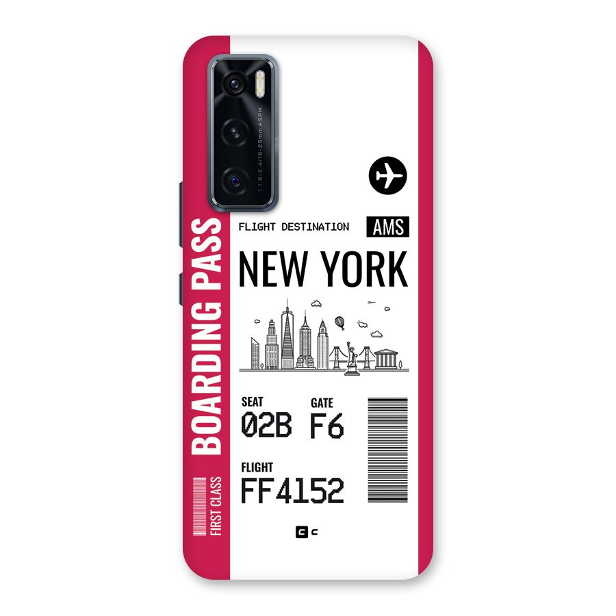 New York Boarding Pass Back Case for Vivo V20 SE