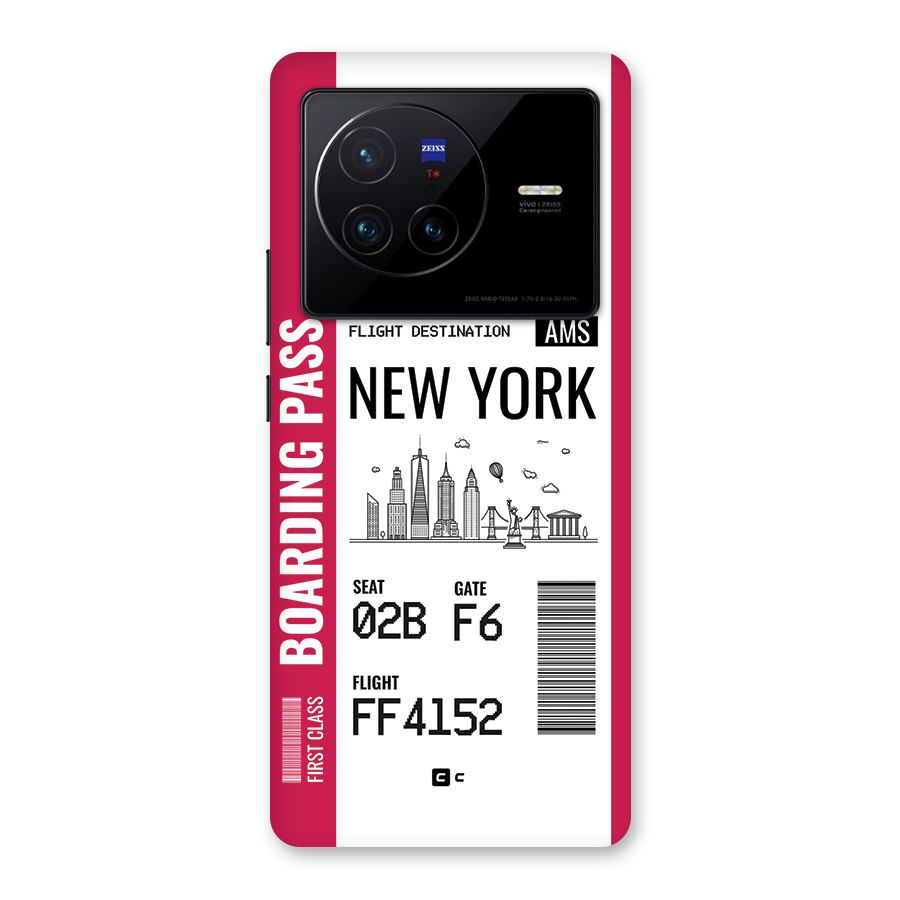 New York Boarding Pass Back Case for Vivo X80