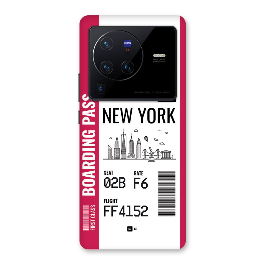 New York Boarding Pass Back Case for Vivo X80 Pro