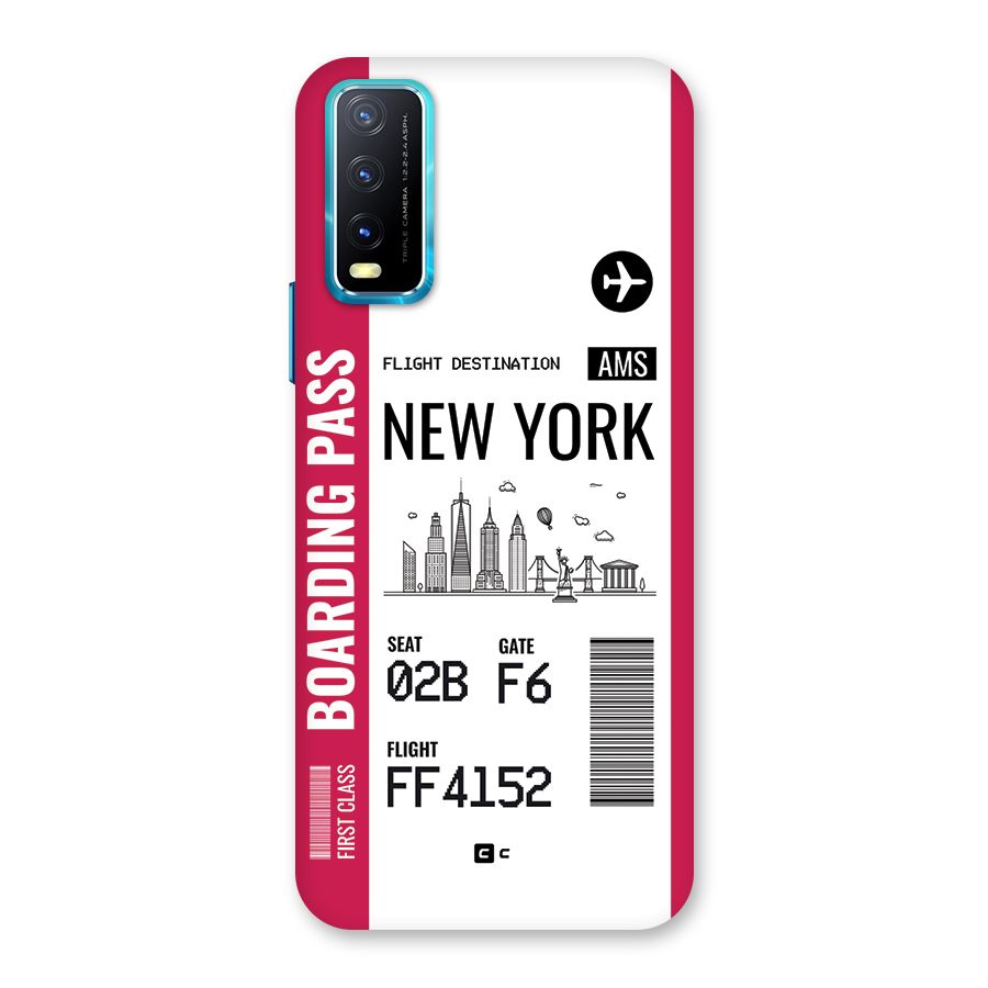 New York Boarding Pass Back Case for Vivo Y20A