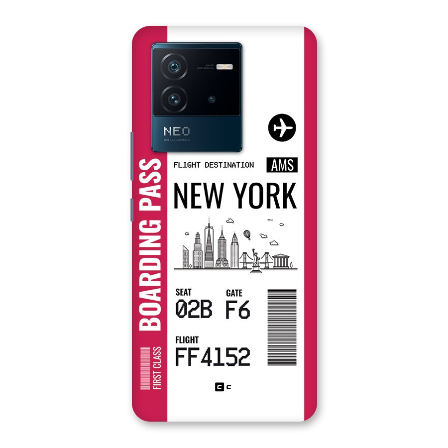 New York Boarding Pass Back Case for Vivo iQOO Neo 6 5G