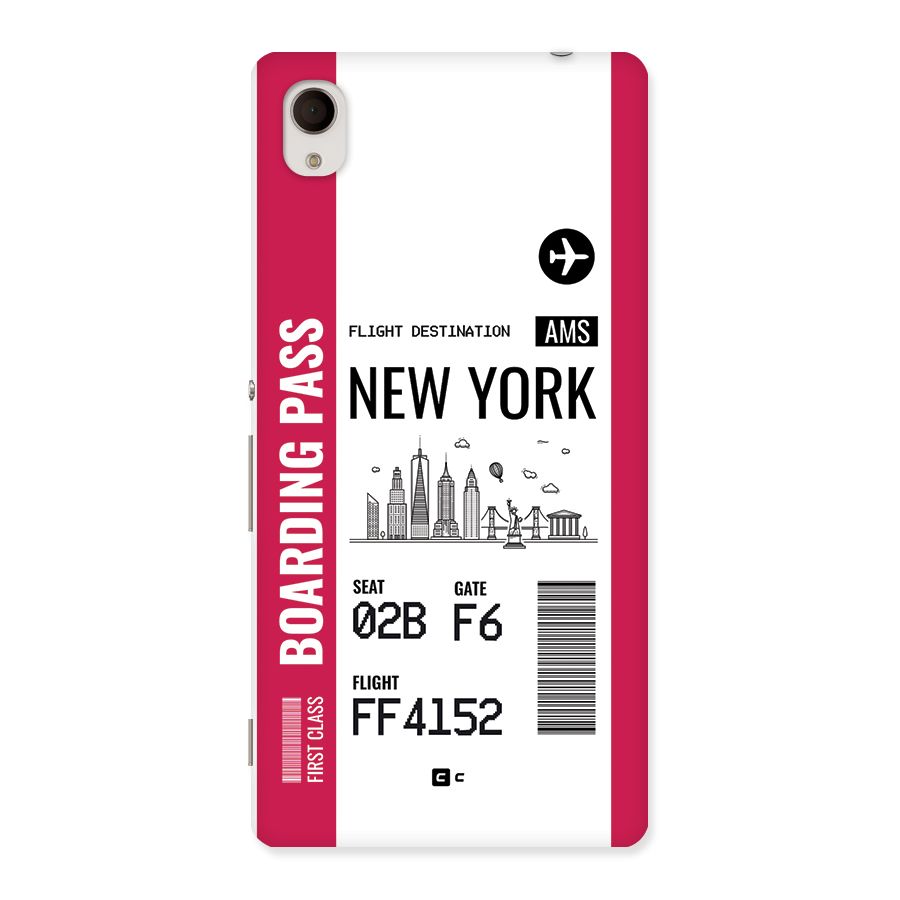 New York Boarding Pass Back Case for Xperia M4 Aqua