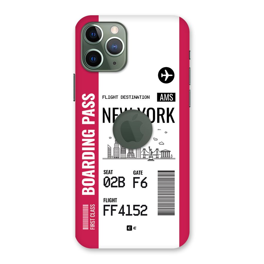 New York Boarding Pass Back Case for iPhone 11 Pro Logo Cut