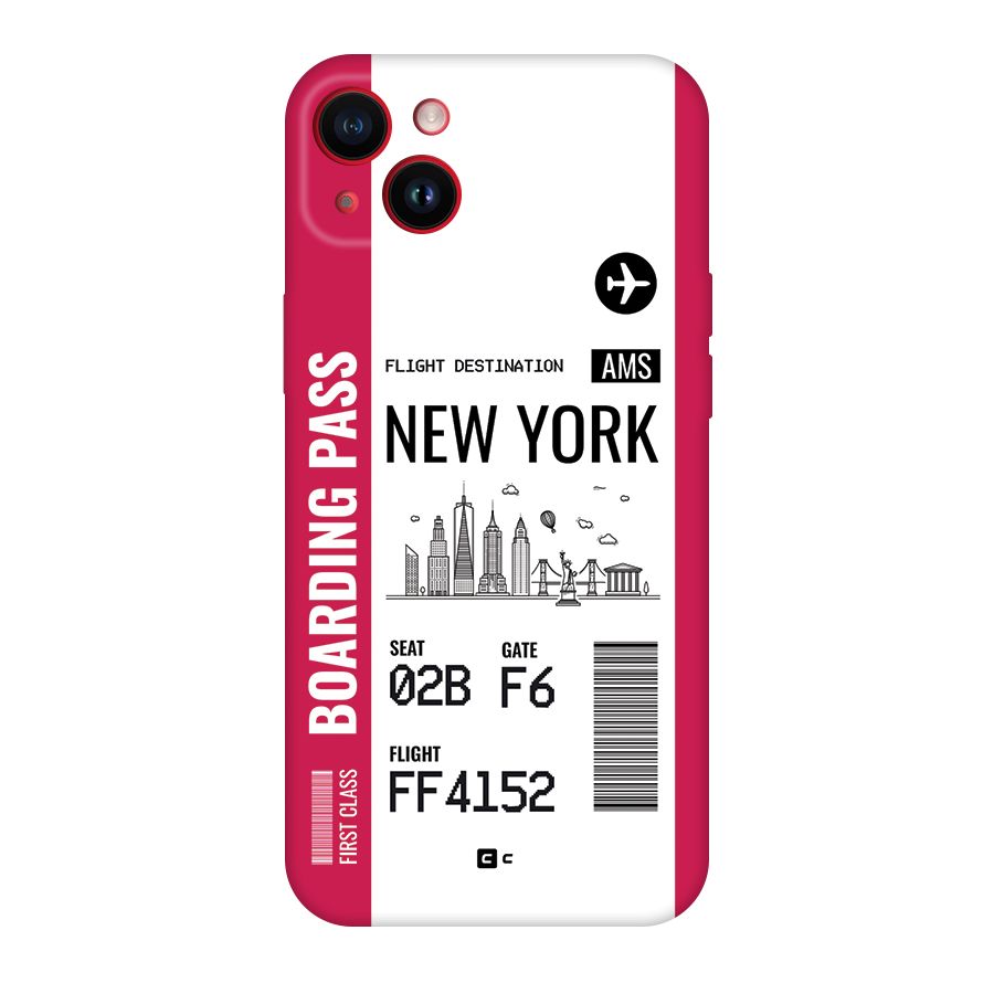 New York Boarding Pass Back Case for iPhone 14 Plus