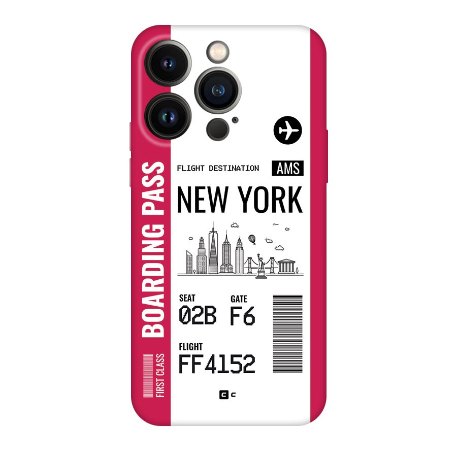 New York Boarding Pass Back Case for iPhone 14 Pro