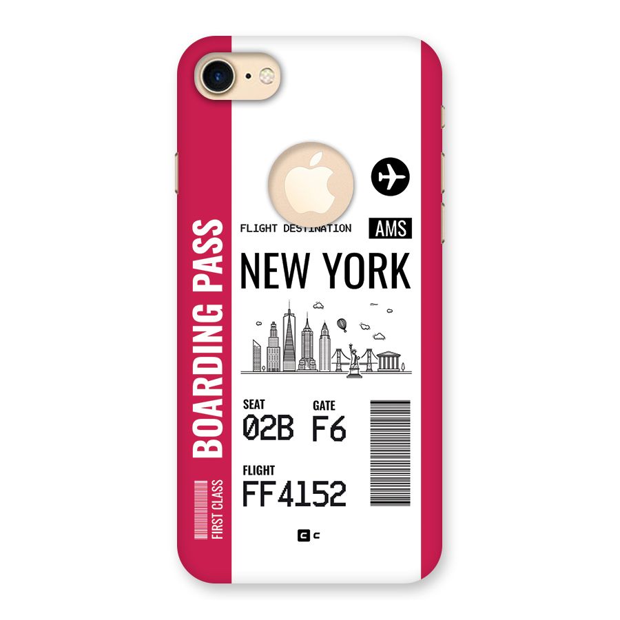 New York Boarding Pass Back Case for iPhone 7 Logo Cut