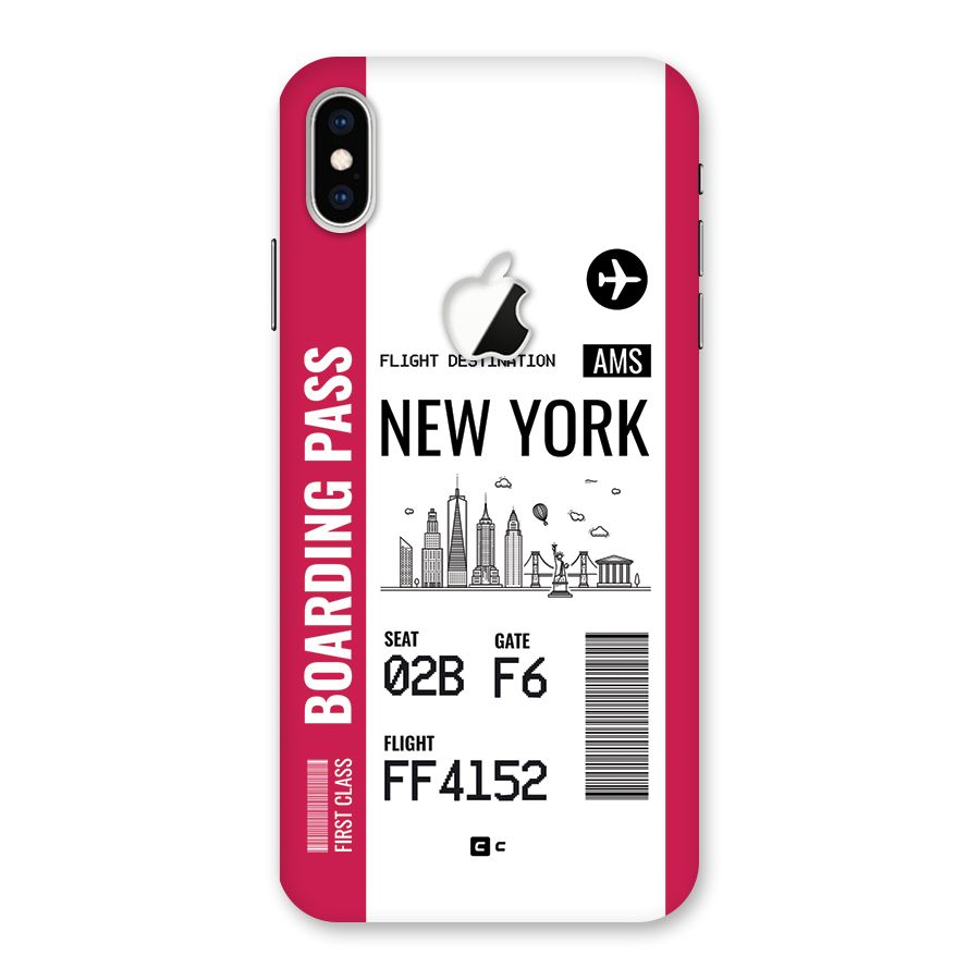 New York Boarding Pass Back Case for iPhone XS Max Apple Cut