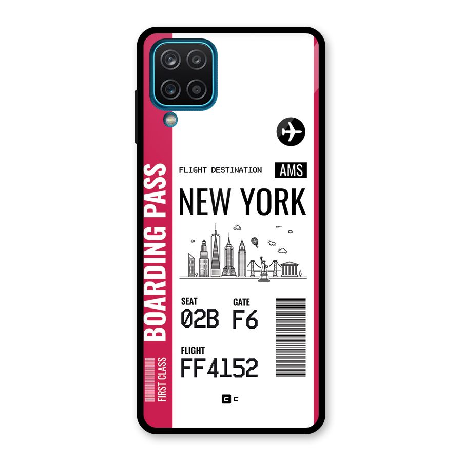 New York Boarding Pass Glass Back Case for Galaxy A12