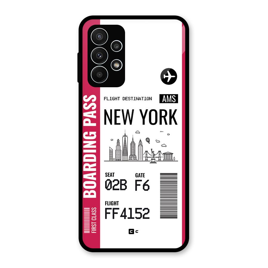 New York Boarding Pass Glass Back Case for Galaxy A23