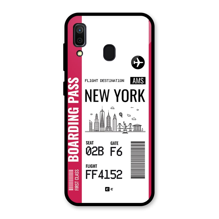 New York Boarding Pass Glass Back Case for Galaxy A30