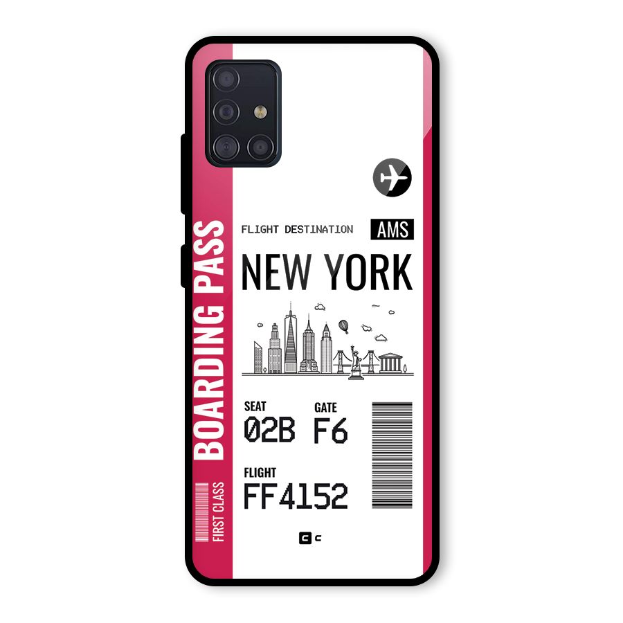 New York Boarding Pass Glass Back Case for Galaxy A51