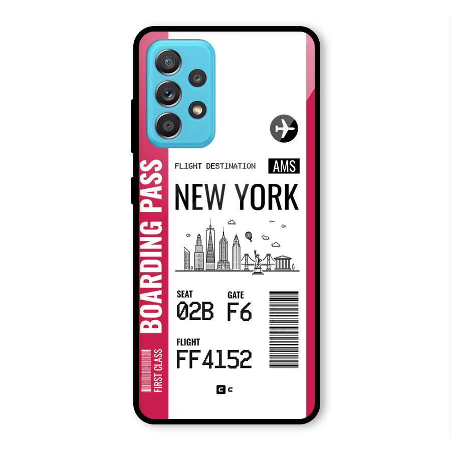 New York Boarding Pass Glass Back Case for Galaxy A52