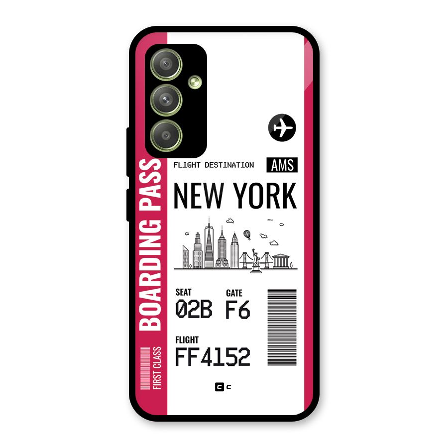 New York Boarding Pass Glass Back Case for Galaxy A54