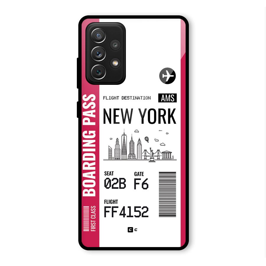 New York Boarding Pass Glass Back Case for Galaxy A72