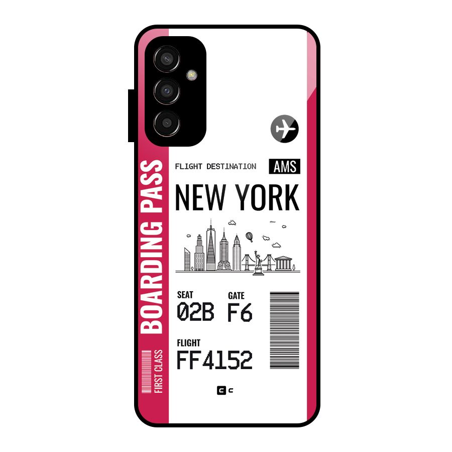 New York Boarding Pass Glass Back Case for Galaxy F13