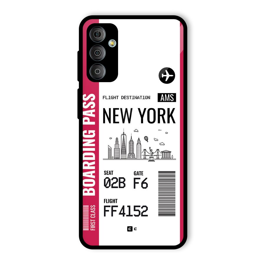 New York Boarding Pass Glass Back Case for Galaxy F23