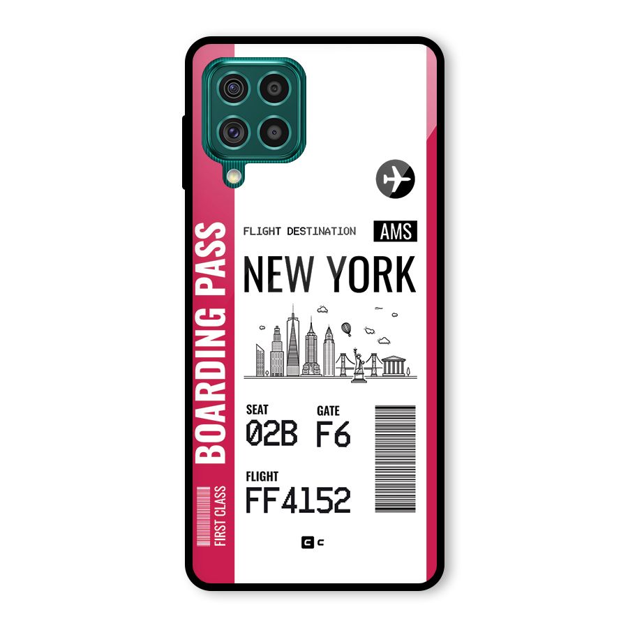 New York Boarding Pass Glass Back Case for Galaxy F62