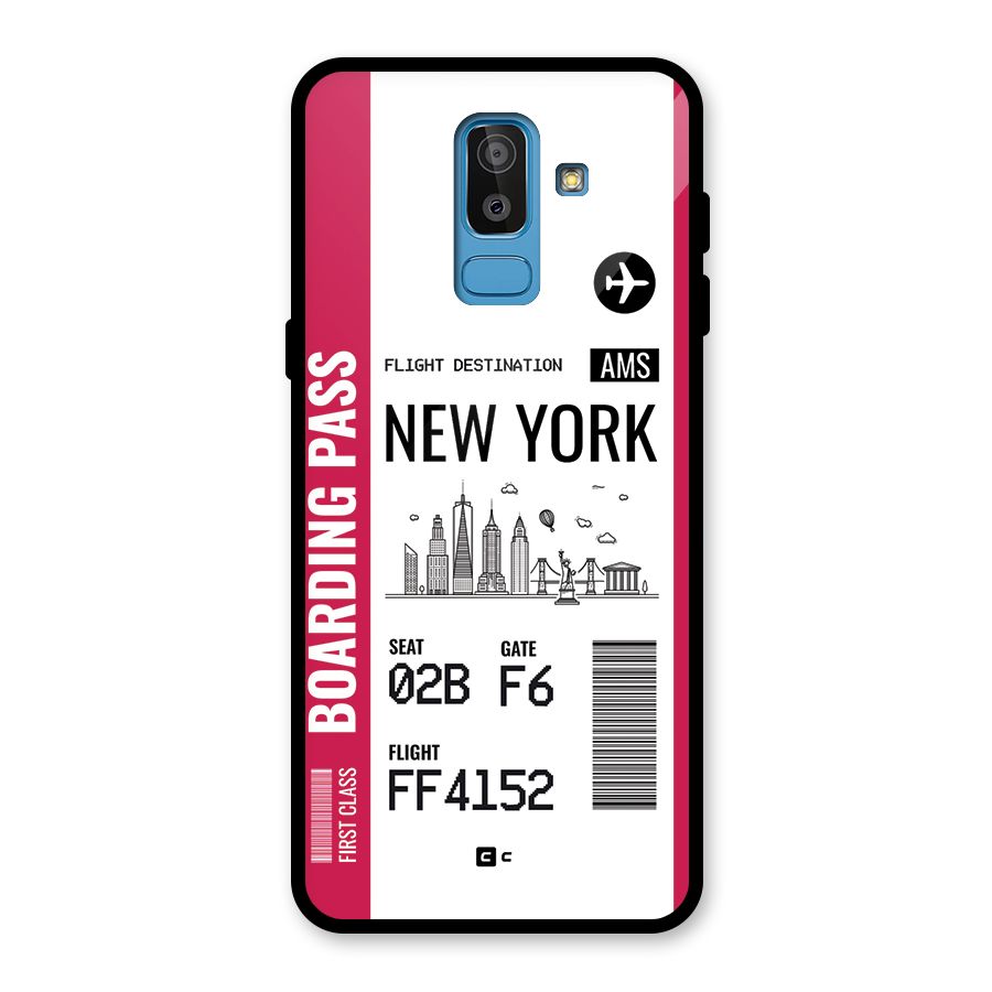 New York Boarding Pass Glass Back Case for Galaxy J8