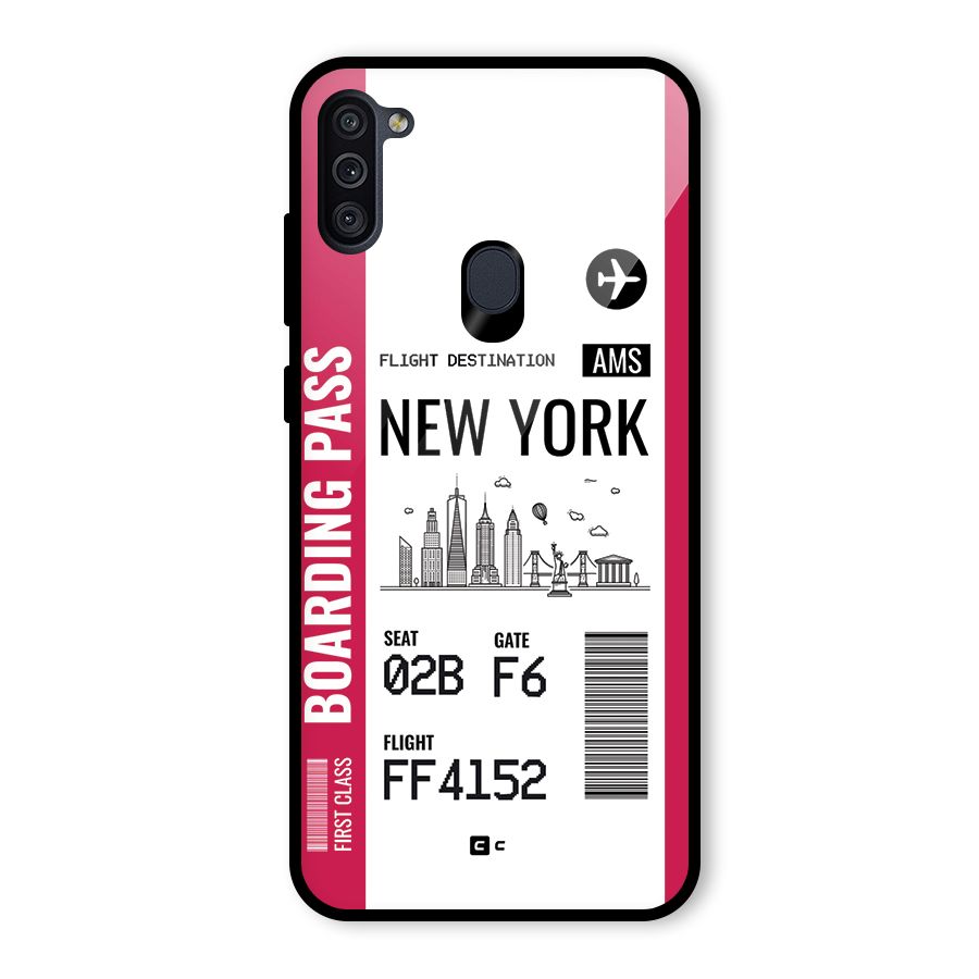 New York Boarding Pass Glass Back Case for Galaxy M11