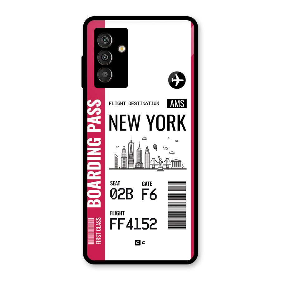 New York Boarding Pass Glass Back Case for Galaxy M13