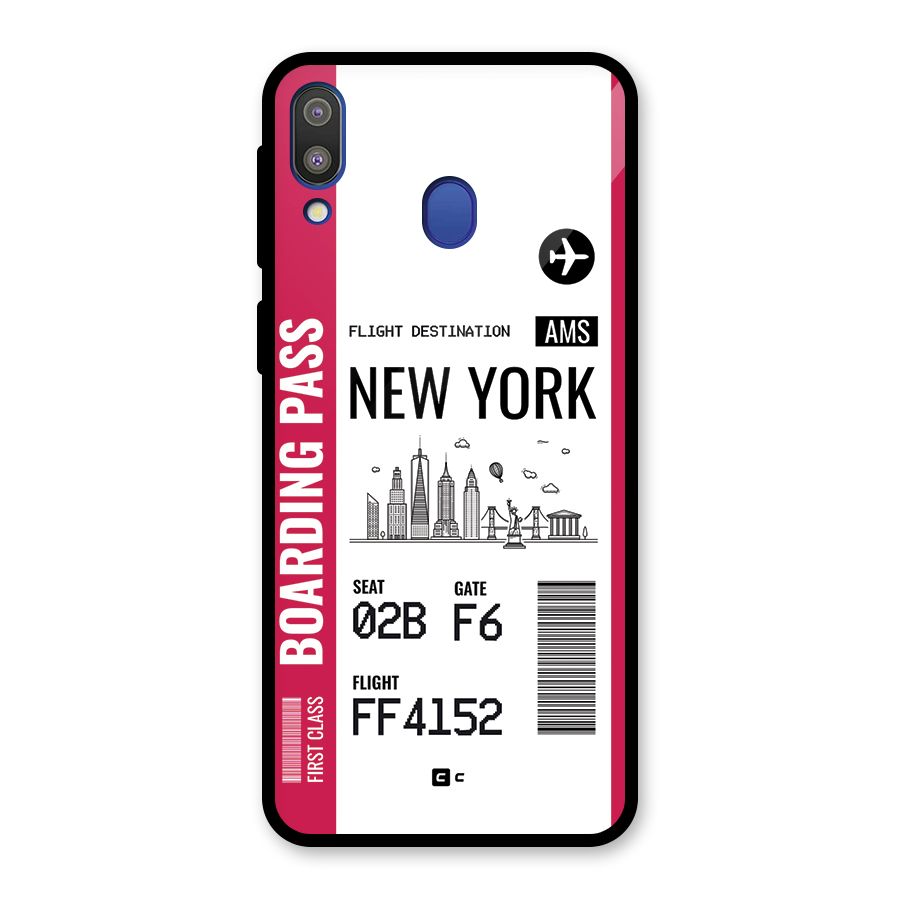 New York Boarding Pass Glass Back Case for Galaxy M20