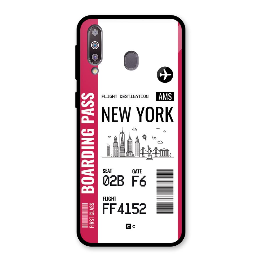 New York Boarding Pass Glass Back Case for Galaxy M30