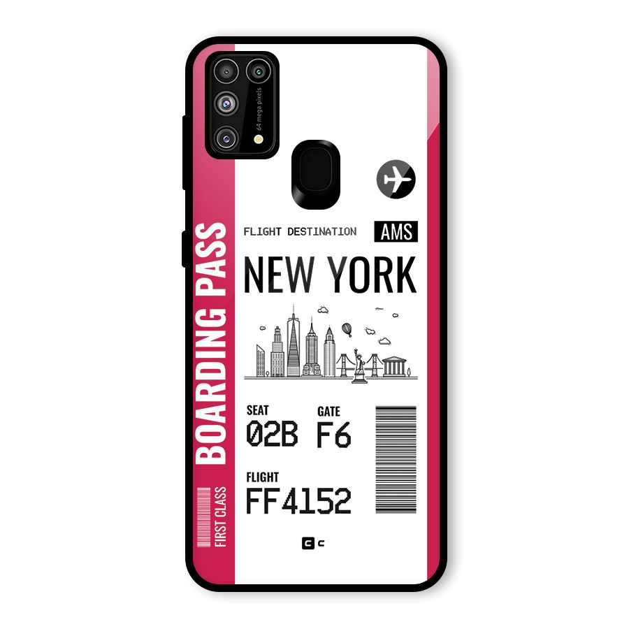 New York Boarding Pass Glass Back Case for Galaxy M31