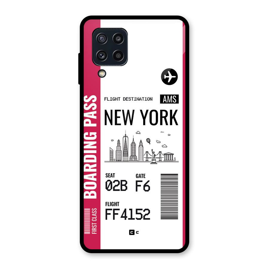 New York Boarding Pass Glass Back Case for Galaxy M32