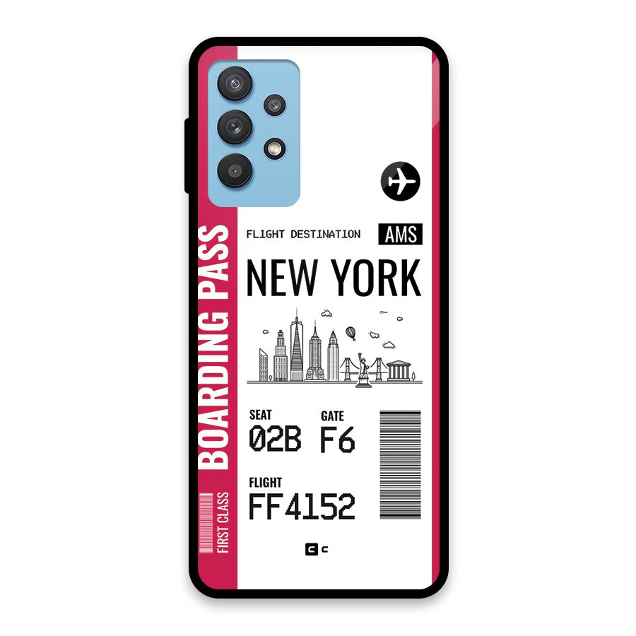 New York Boarding Pass Glass Back Case for Galaxy M32 5G
