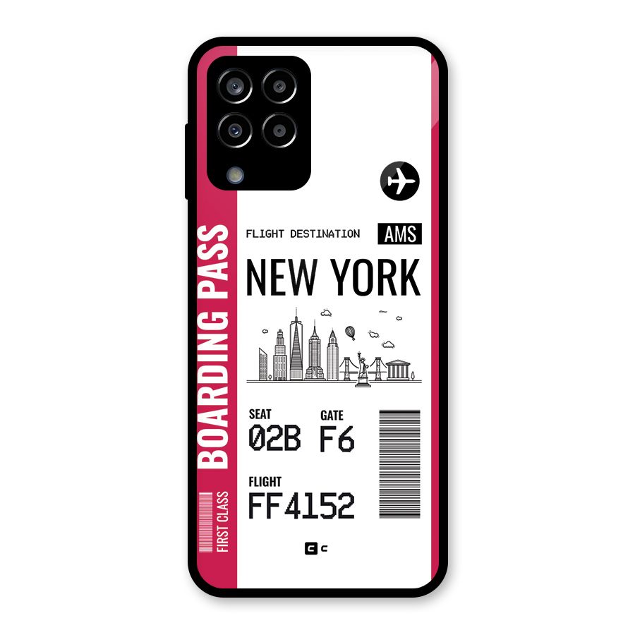 New York Boarding Pass Glass Back Case for Galaxy M33