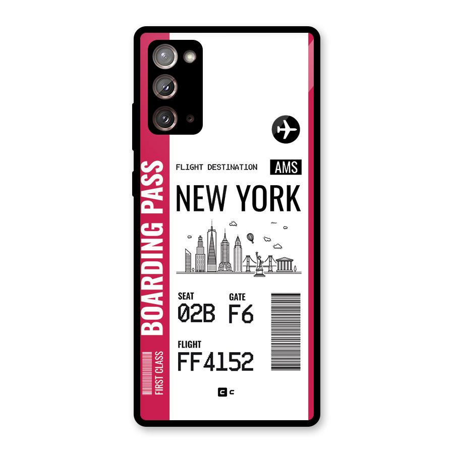 New York Boarding Pass Glass Back Case for Galaxy Note 20