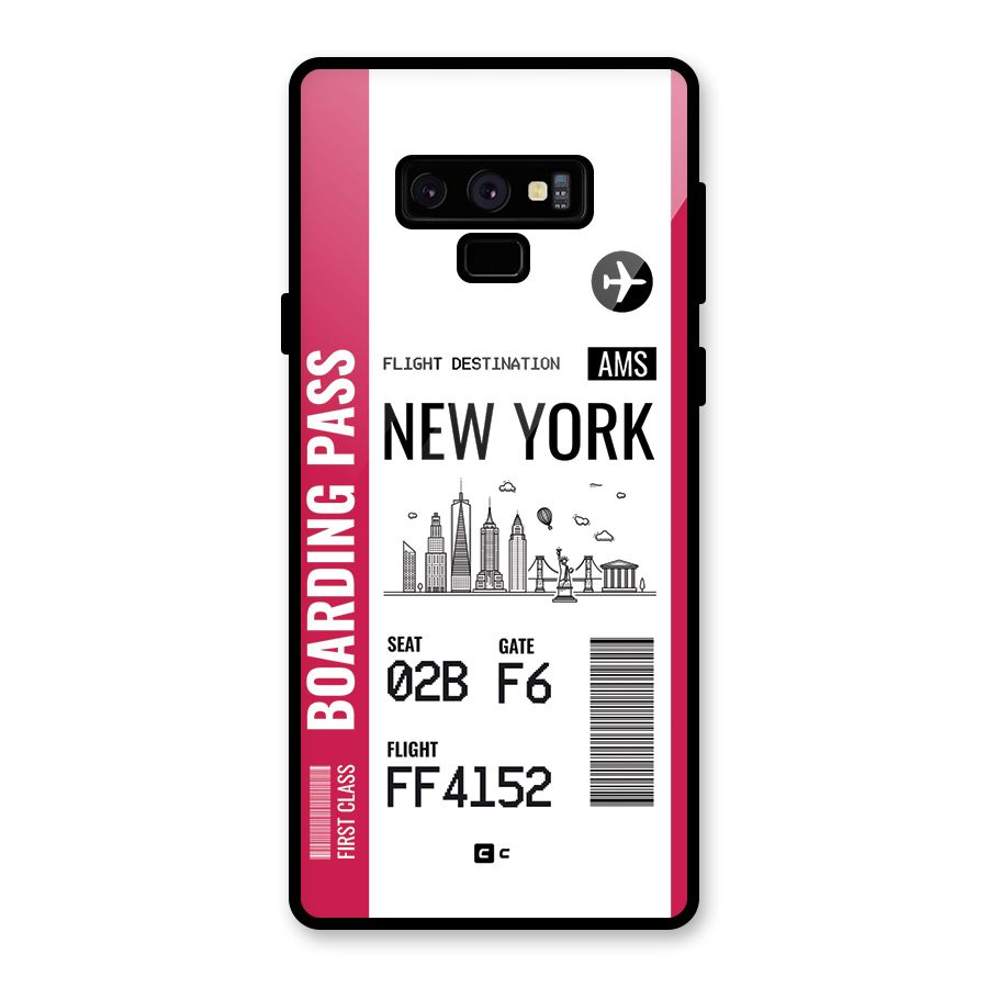 New York Boarding Pass Glass Back Case for Galaxy Note 9