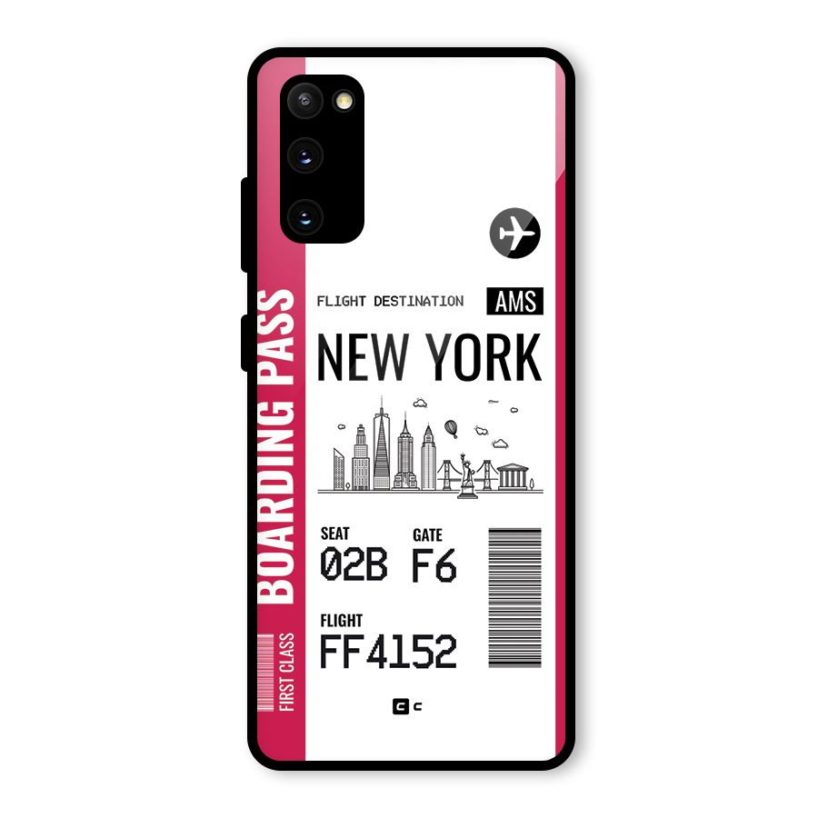 New York Boarding Pass Glass Back Case for Galaxy S20 FE 5G