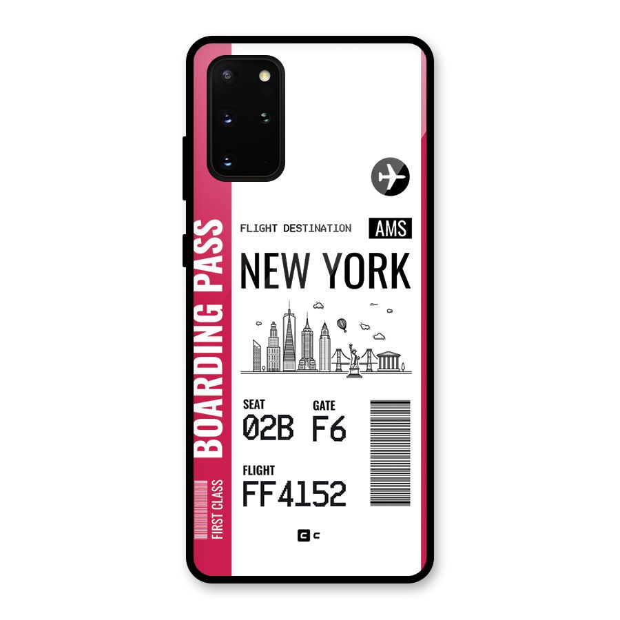 New York Boarding Pass Glass Back Case for Galaxy S20 Plus