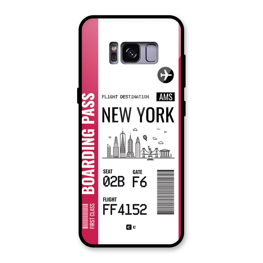 New York Boarding Pass Glass Back Case for Galaxy S8
