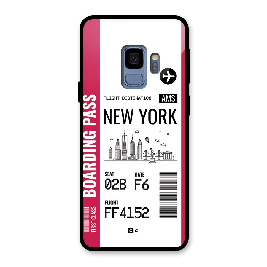 New York Boarding Pass Glass Back Case for Galaxy S9