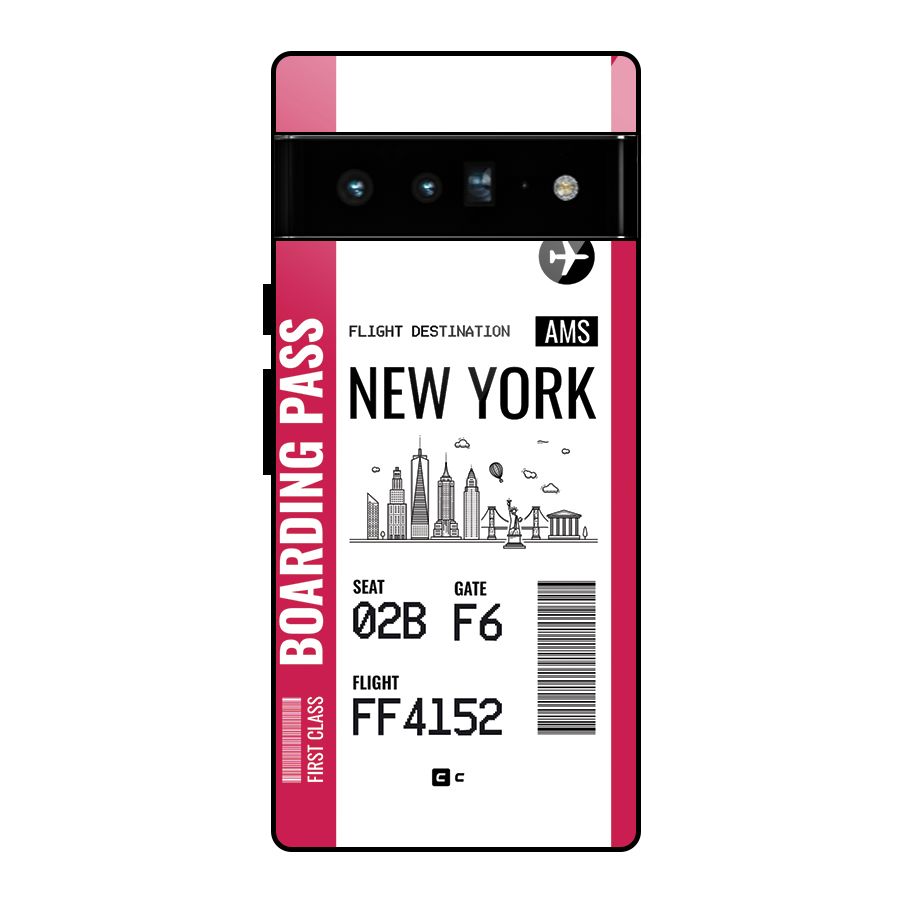New York Boarding Pass Glass Back Case for Google Pixel 6 Pro