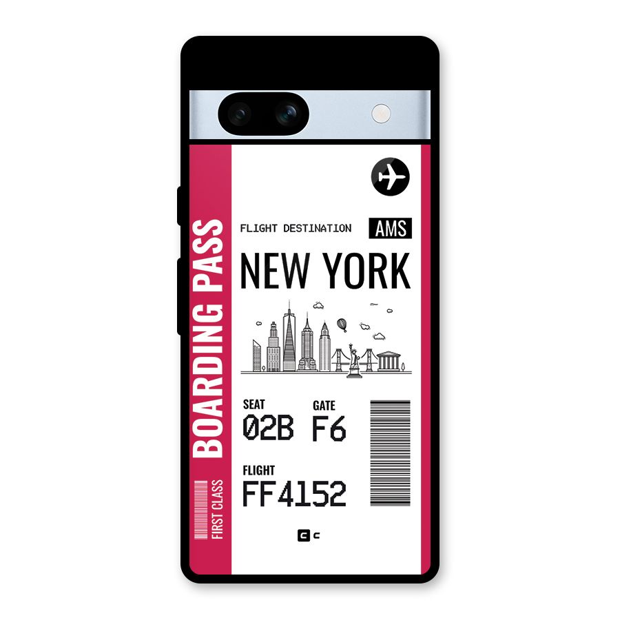 New York Boarding Pass Glass Back Case for Google Pixel 7a