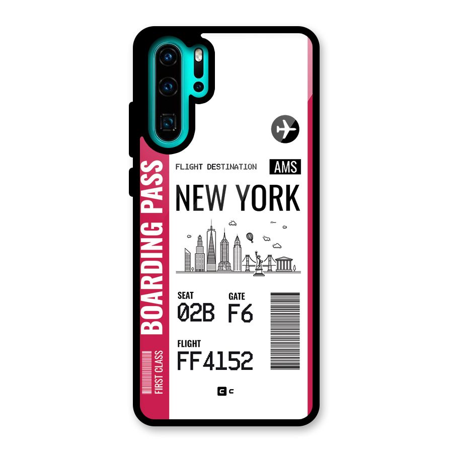 New York Boarding Pass Glass Back Case for Huawei P30 Pro