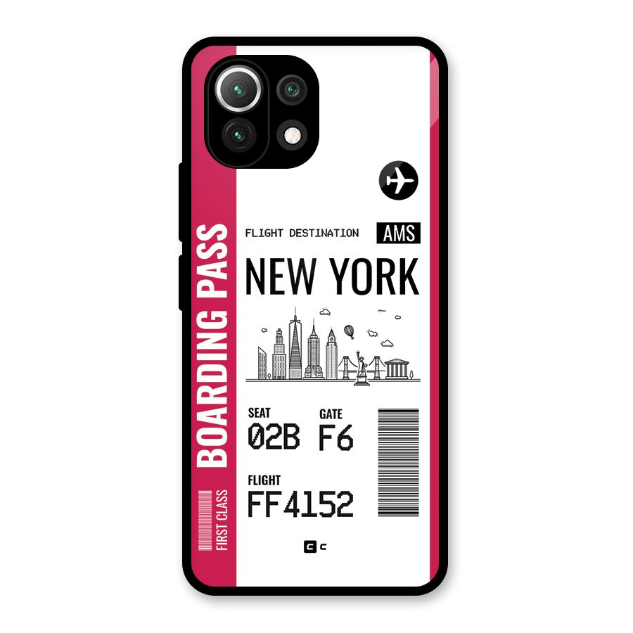 New York Boarding Pass Glass Back Case for Mi 11 Lite